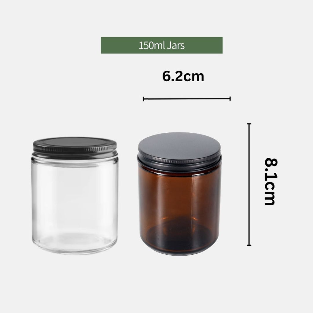 Amber and Clear Transparent Candle Jar with Aluminium Lid 60ml 100ml 150ml 260ml