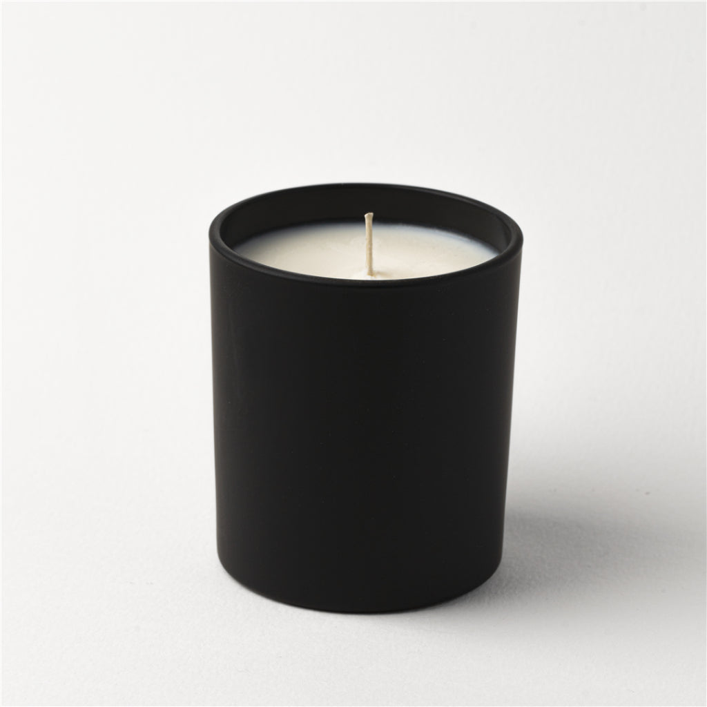 Matte Black and Frosted White Transparent Candle Jar with Bamboo Wooden Lid Cap 200ml 7cm x 9cm Candle Glass 7cm x 8.4cm