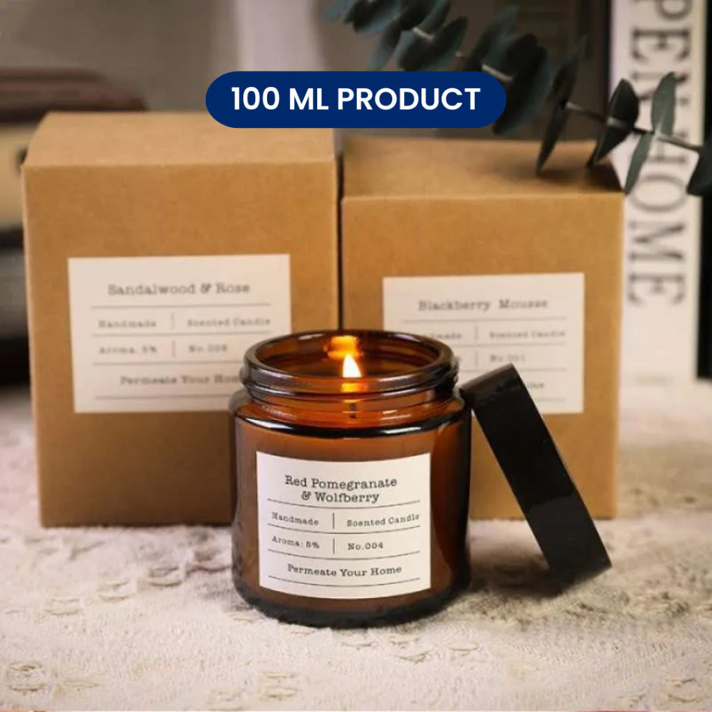 Amber and Clear Transparent Candle Jar with Aluminium Lid 60ml 100ml