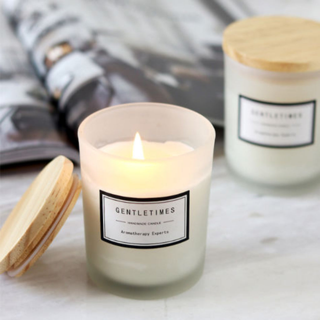 Matte Black and Frosted White Transparent Candle Jar with Bamboo Wooden Lid Cap 200ml 7cm x 9cm Candle Glass 7cm x 8.4cm