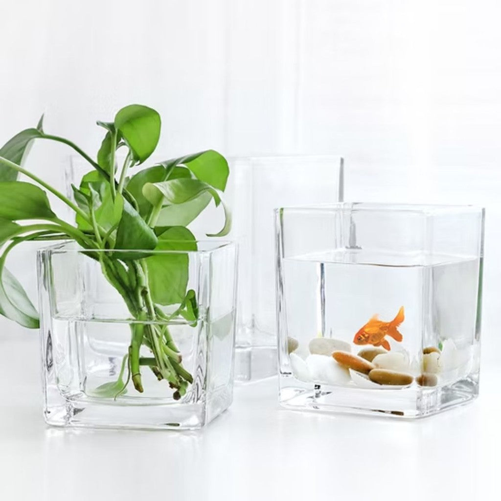 Cube Candle Glass Jar | Kaca Lilin Empat Segi  | Transparent 8x8x8 6x6x6 Glass Pot Fish Pot Glass